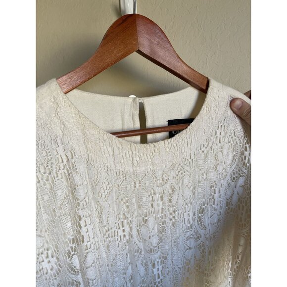 Choon California Made in USA Lace Fringe Cropped Top Size12 100% Cotton Top Fest - Picture 11 of 14